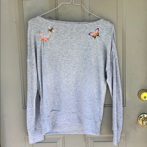 Betsey Johnson Crew Neck Butterfly Embroidery